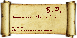 Besenczky Pázmán névjegykártya